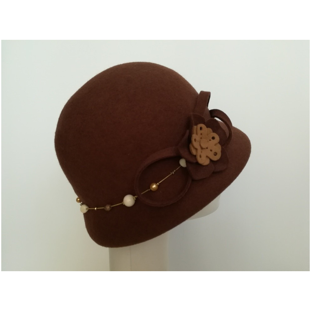 Brązowy kapelusz klosz filcowy 54-56 cm