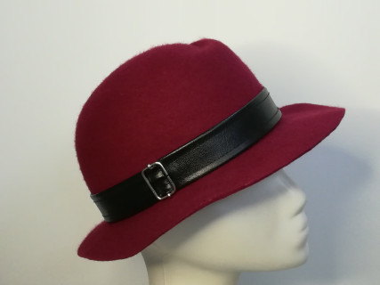 Atena wiśniowy kapelusz filcowy  54-56cm