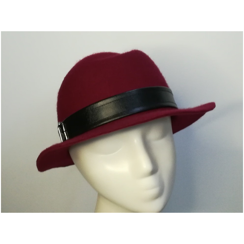 Atena wiśniowy kapelusz filcowy  54-56cm