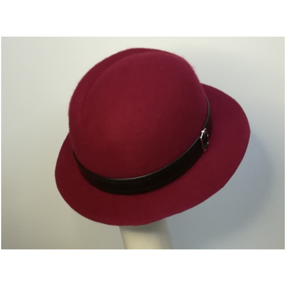 Atena wiśniowy kapelusz filcowy  54-56cm