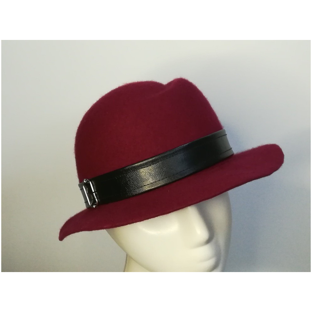 Atena wiśniowy kapelusz filcowy  54-56cm