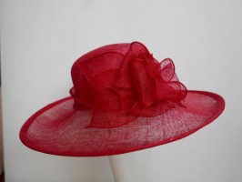 Paris czerwony kapelusz sinamay 53-57 cm
