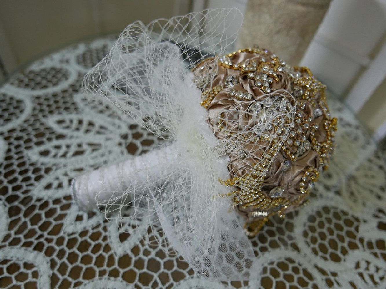 Bukiet ślubny, trwały, broszko bukiet, biżuteria