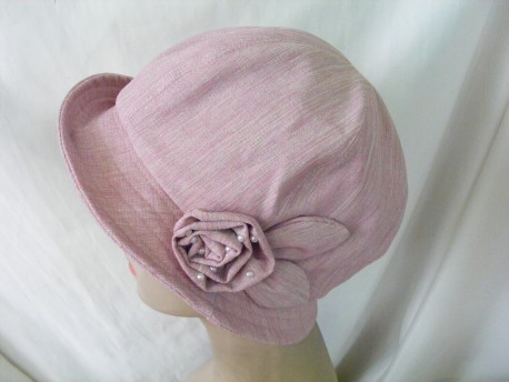 Bonnet róż letni  kapelusz tkanina 54-56 cm