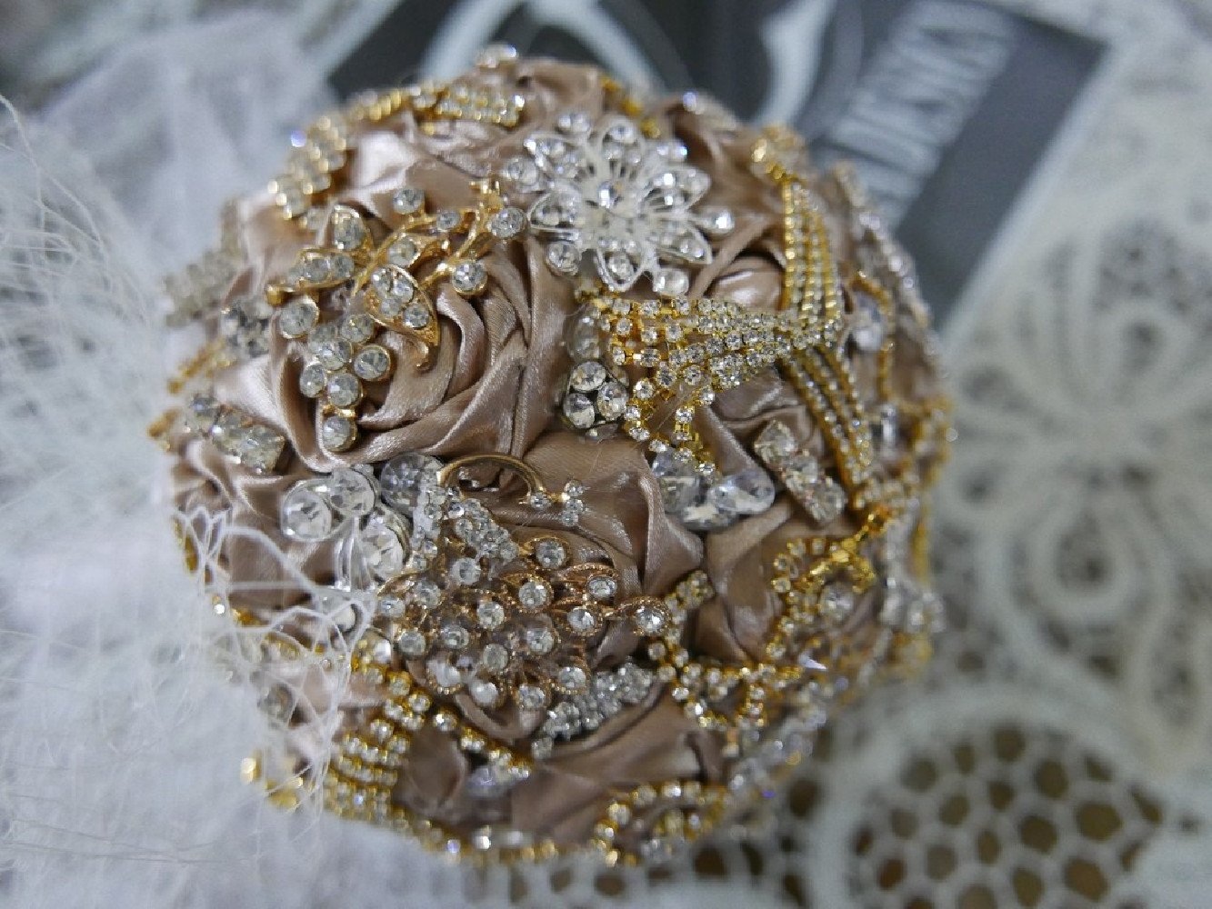 Bukiet ślubny, trwały, broszko bukiet, biżuteria