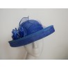 Niebieski wizytowy kapelusz z sinamay regulowany do 56 cm