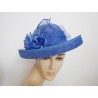 Niebieski wizytowy kapelusz z sinamay regulowany do 56 cm