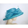 Niebieski turkus kapelusz z sinamay regulowany do 57,5 cm
