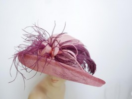 Róż burgund kapelusz z sinamay i wiskozy 56 -57 cm