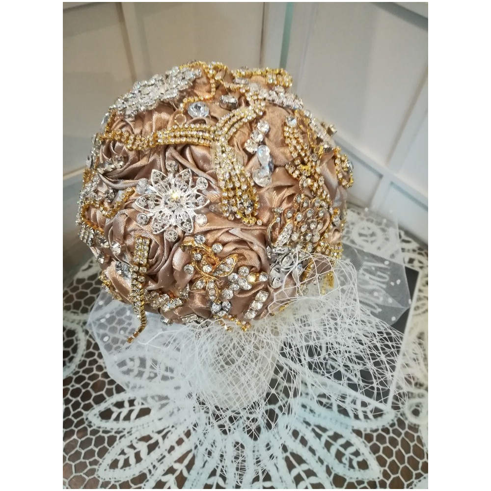 Bukiet ślubny, trwały, broszko bukiet, biżuteria