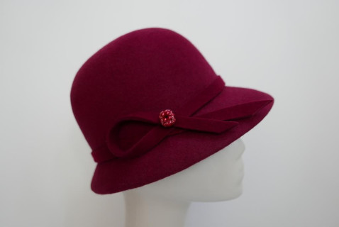 Stella wiśniowy kapelusz filcowy  53-56 cm