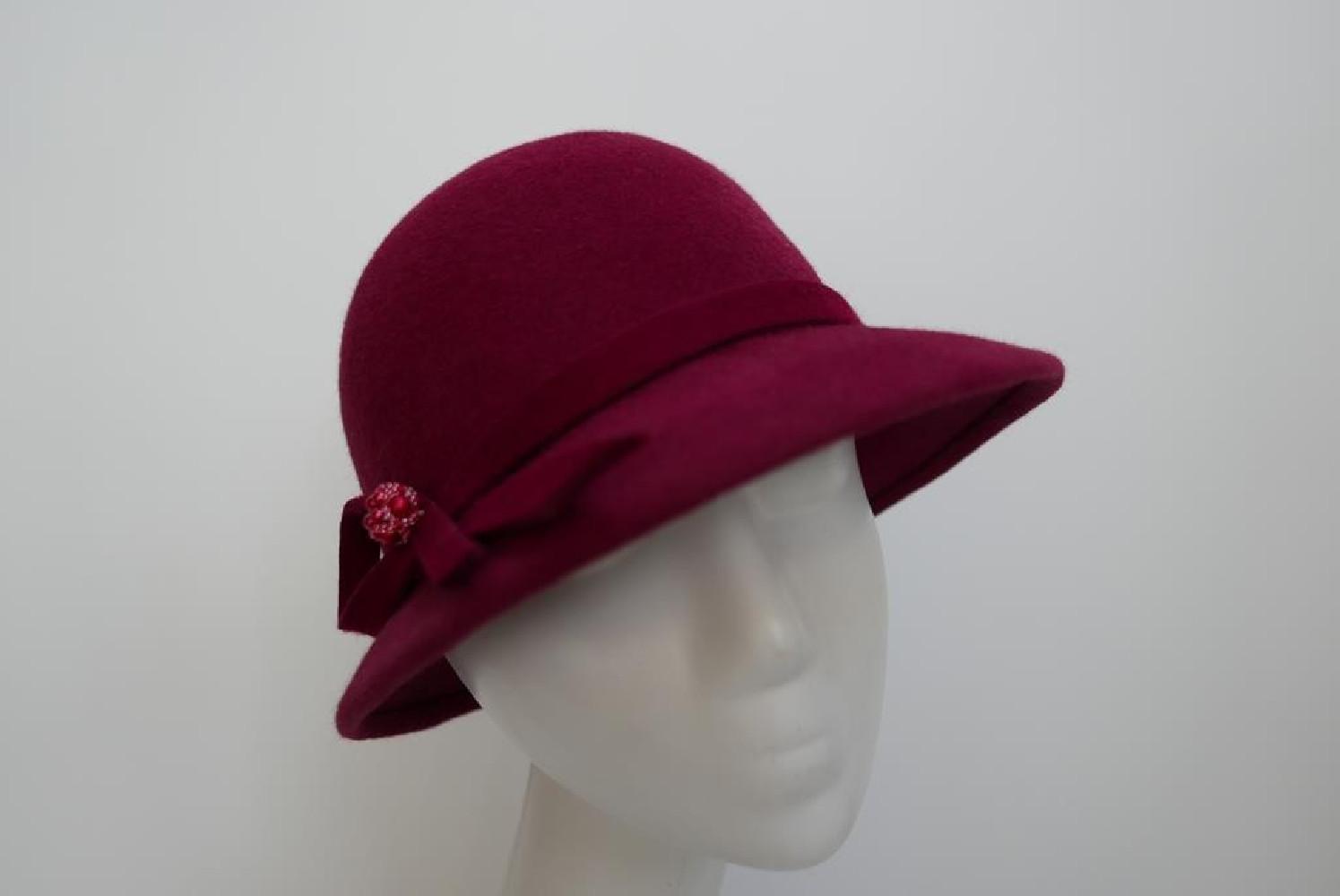 Stella wiśniowy kapelusz filcowy  53-56 cm