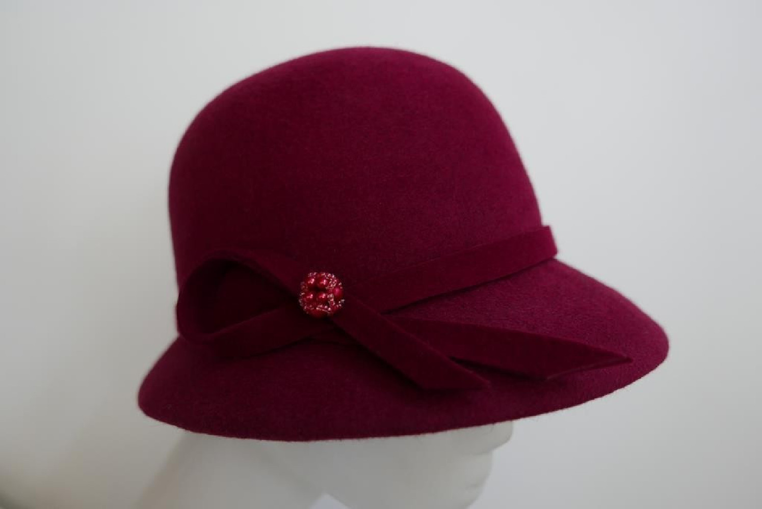Stella wiśniowy kapelusz filcowy  53-56 cm