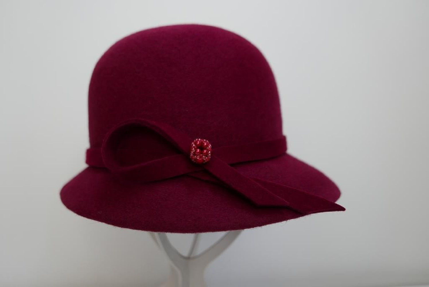 Stella wiśniowy kapelusz filcowy  53-56 cm