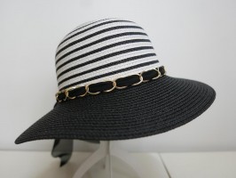 Biało czarny kapelusz słomkowy  do 58 cm