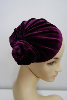 Bordo welur mini toczek fascynator