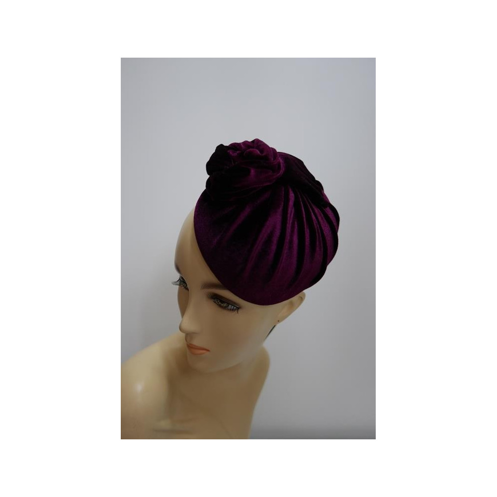 Bordo welur mini toczek fascynator