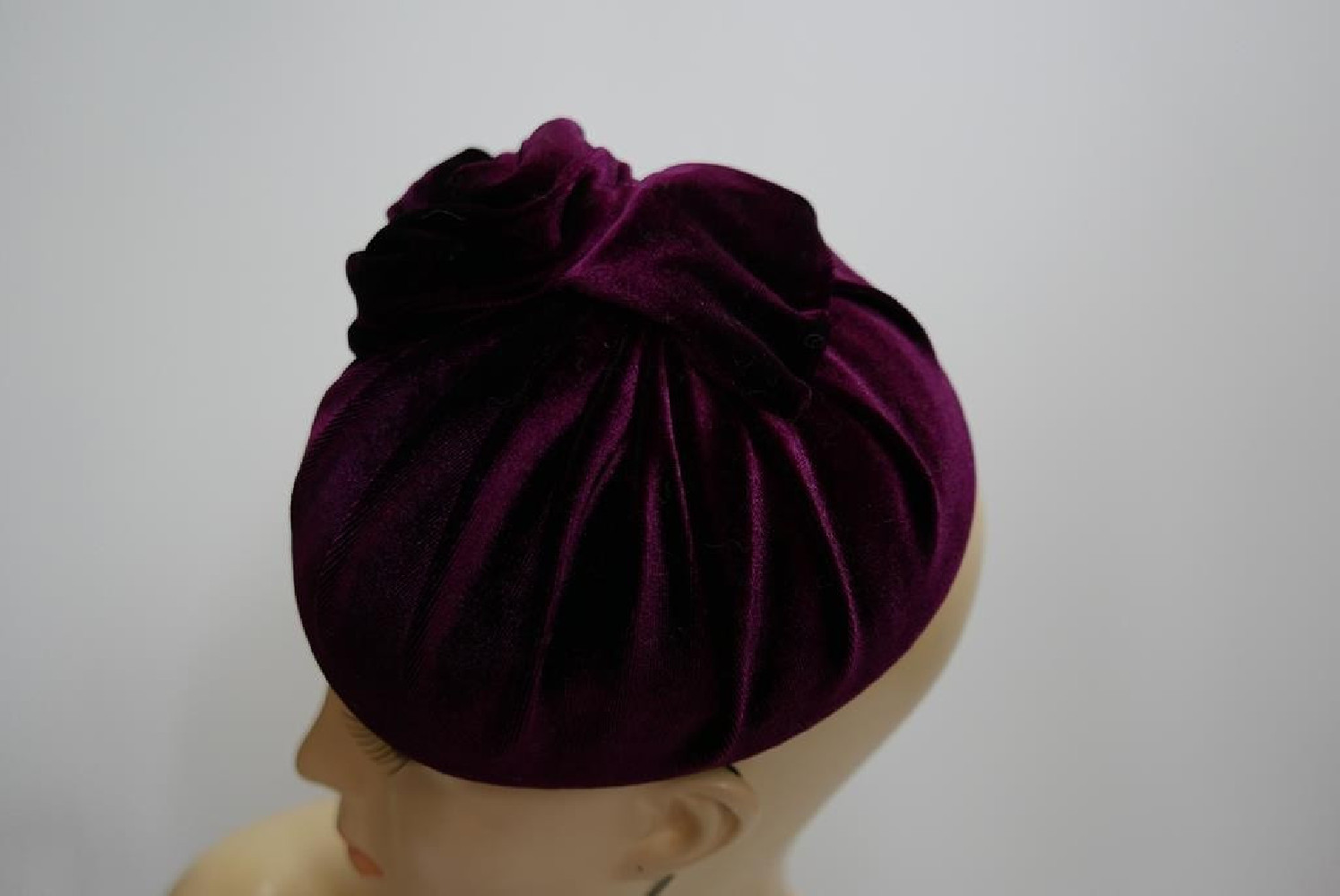 Bordo welur mini toczek fascynator