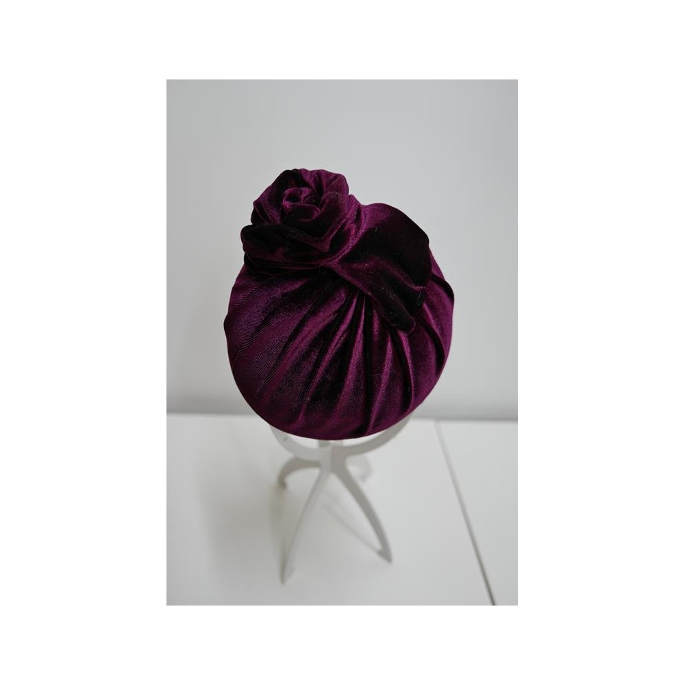 Bordo welur mini toczek fascynator
