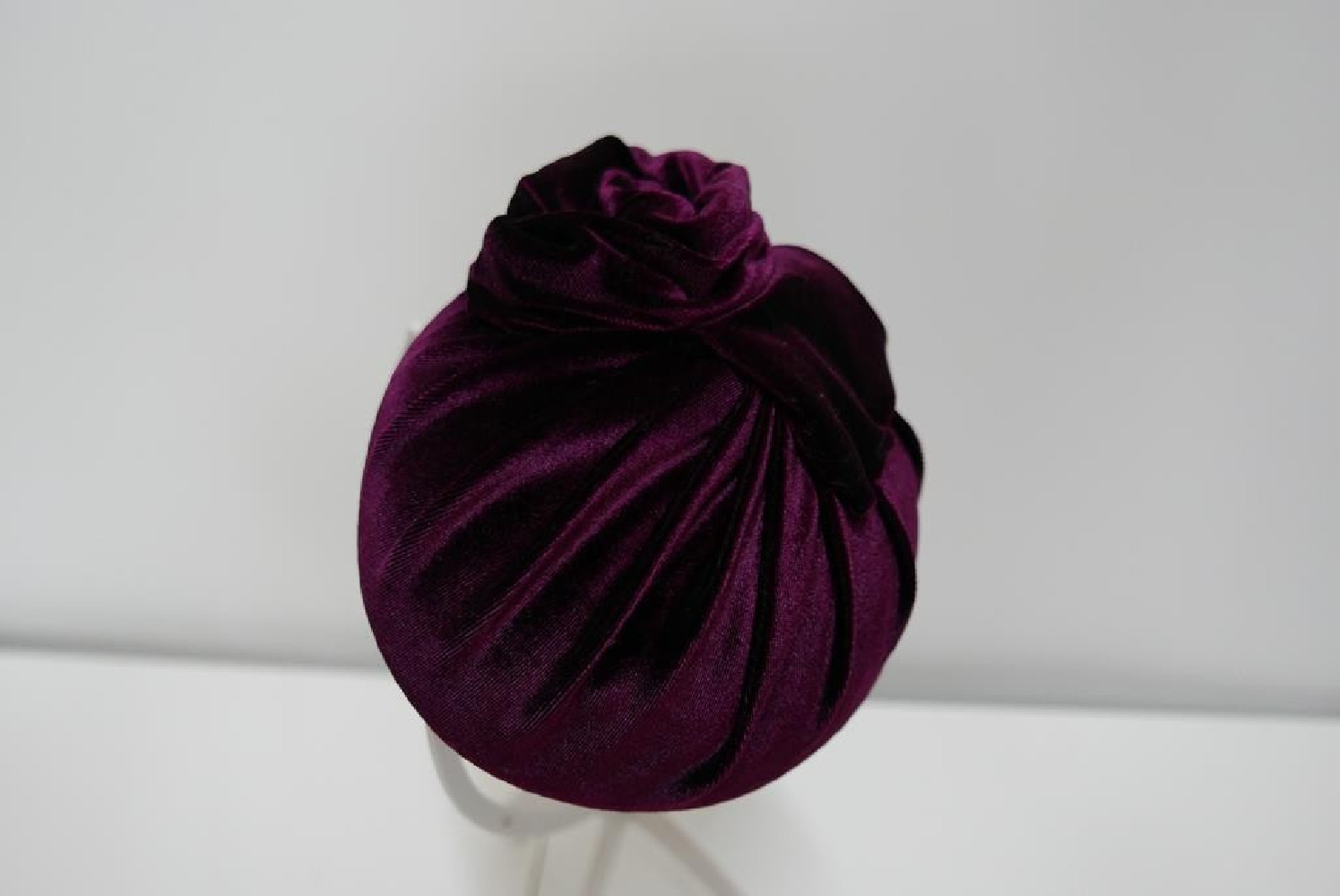 Bordo welur mini toczek fascynator