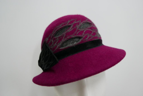 Wiśniowo czarny kapelusz filcowy 52-53 cm
