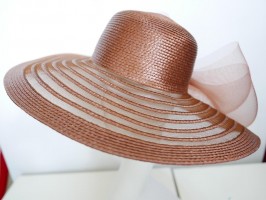 Brązowy kapelusz  letni z syntetycznej słomki 53-55 cm