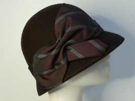 Retro klosz kapelusz filcowy ciemny brąz 55-56 cm