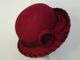 Retro kapelusz wiśniowo czarny 57-58 cm