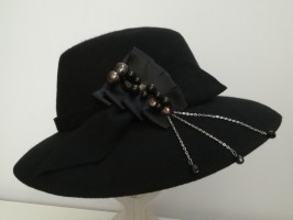 Czarny kapelusz filcowy 54-56 cm Ella