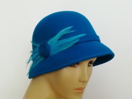 Turkusowy kapelusz klosz filcowy 55-57 cm