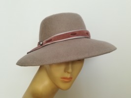 Szaro różowy kapelusz filcowy 54-55 cm