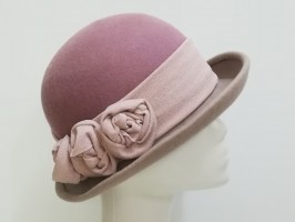 Szaro różowy kapelusz filcowy 55-58 cm