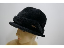 Czarny kapelusz dzianina z włosem do 60 cm regulowany