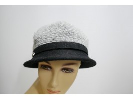 Czarno szary kapelusz tkanina do 58 cm- regulowany
