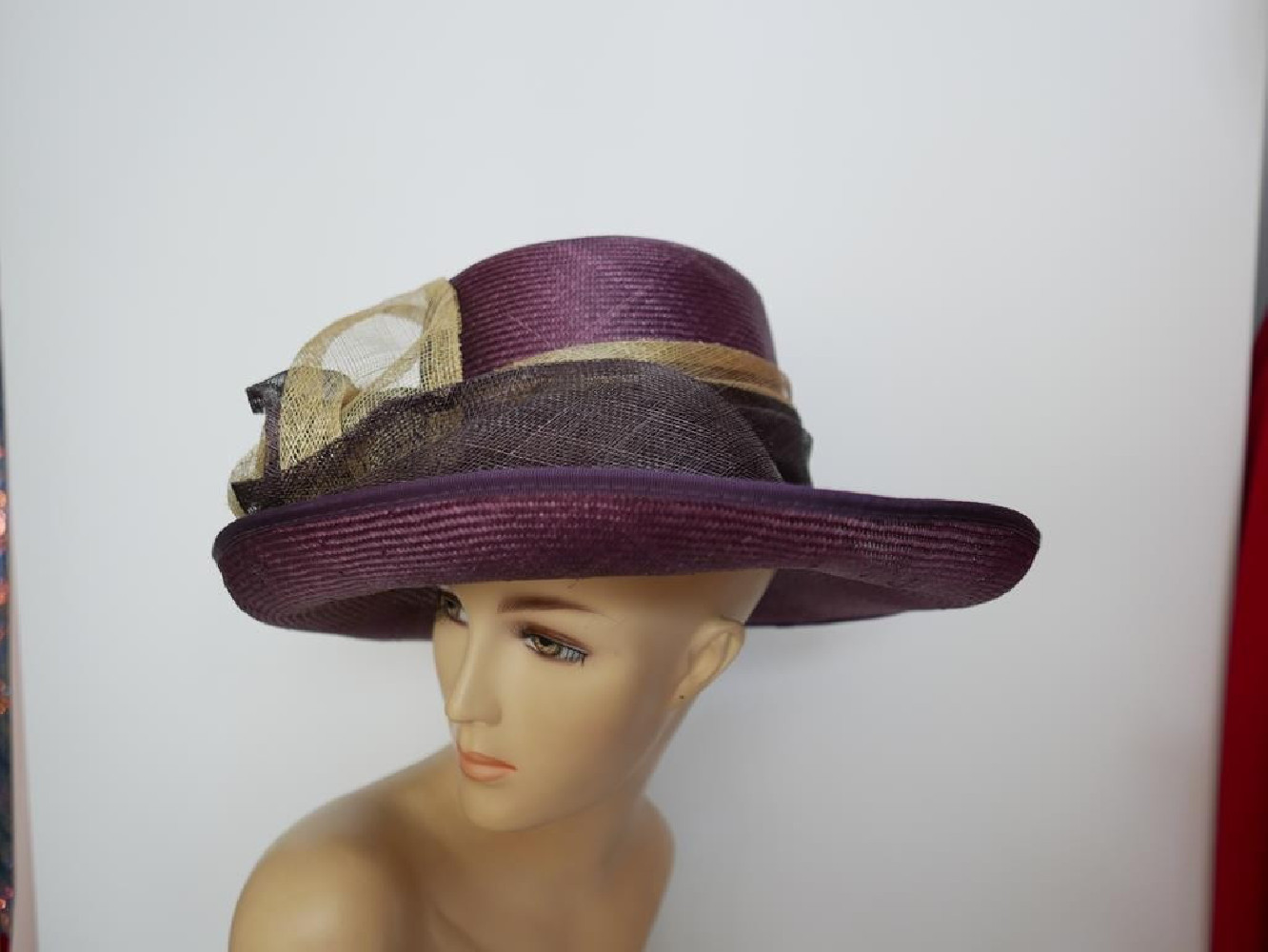 Śliwkowy kapelusz z wiskozy 56 -57 cm