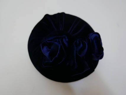 Granatowy welur mini toczek fascynator