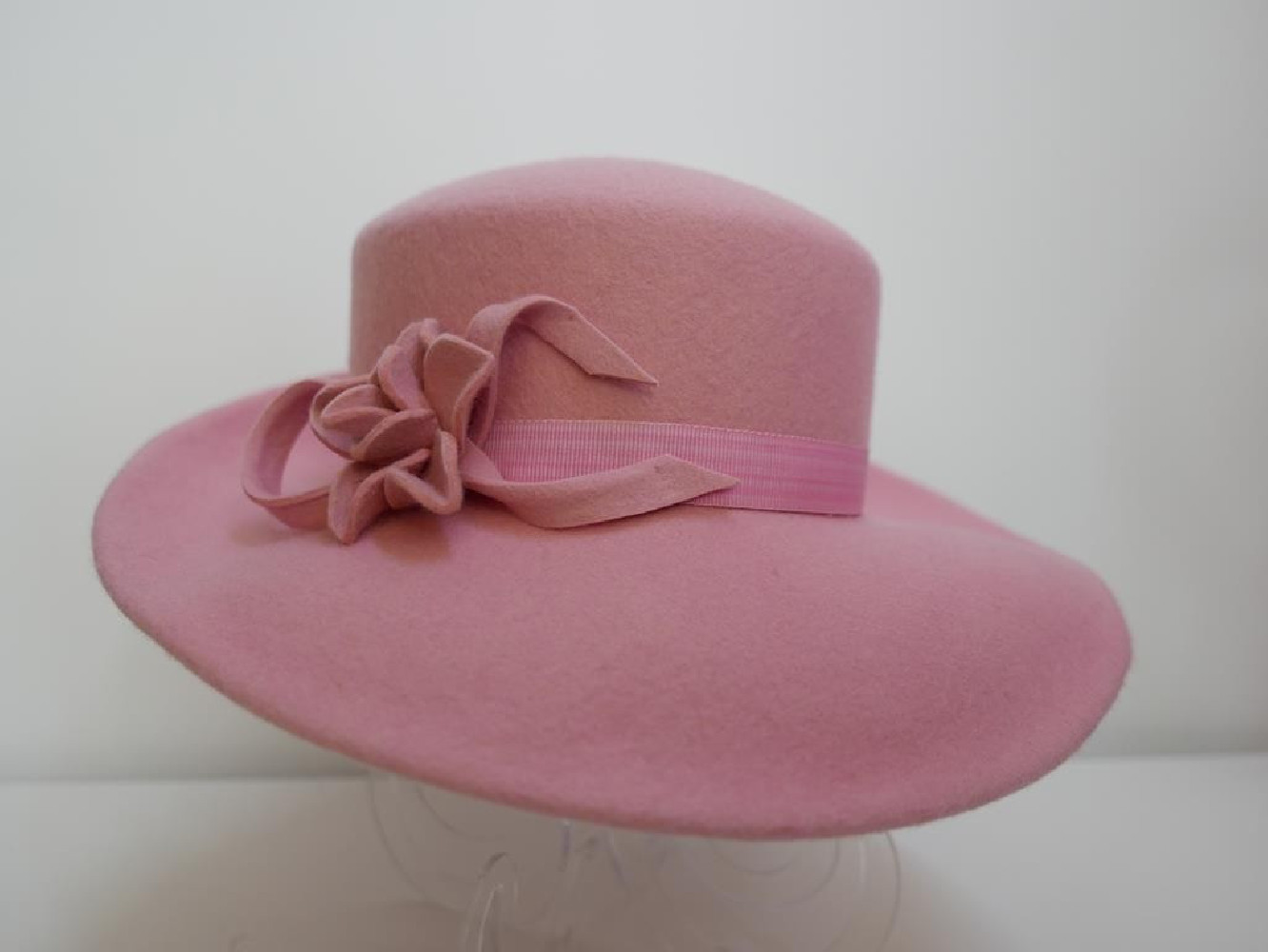 Brigitte różowy kapelusz filcowy z dużym rondem-57-59 cm