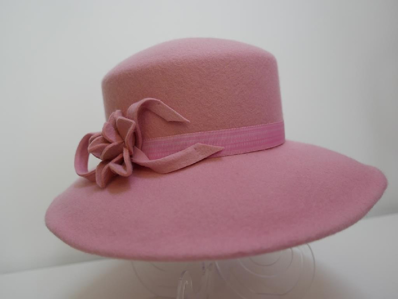 Brigitte różowy kapelusz filcowy z dużym rondem-57-59 cm