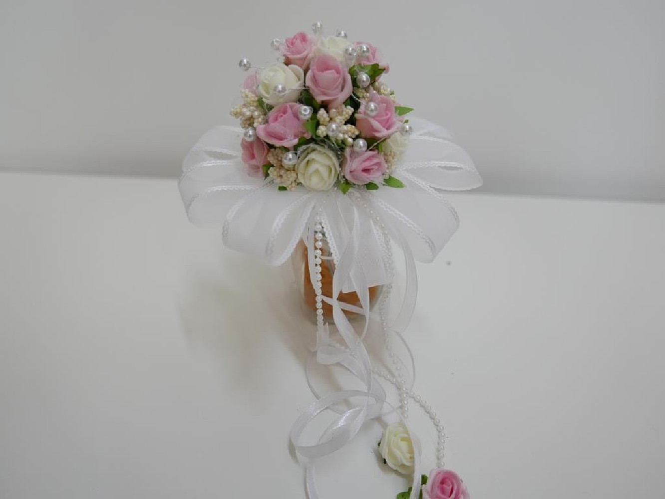 Bukiecik z kwiatów, bukiet, kremowo różowy