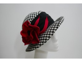 Classa czarno biały kapelusz filcowy w tkaninie 53-56 cm
