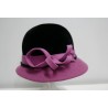 Czarno różowy kapelusz filcowy 55-57 cm