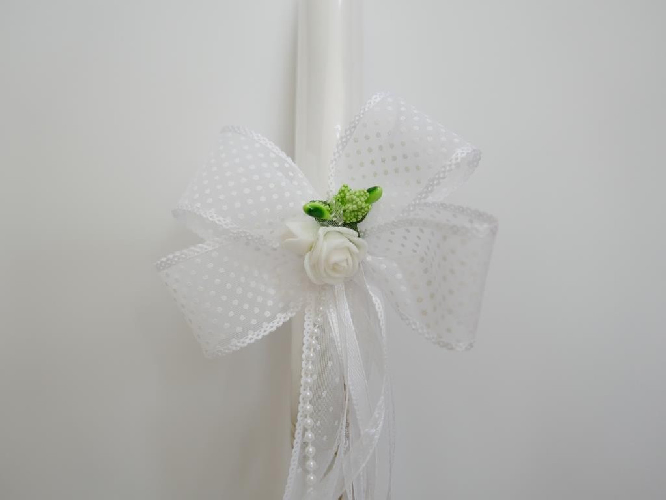 Stroik do świecy  biało zielony