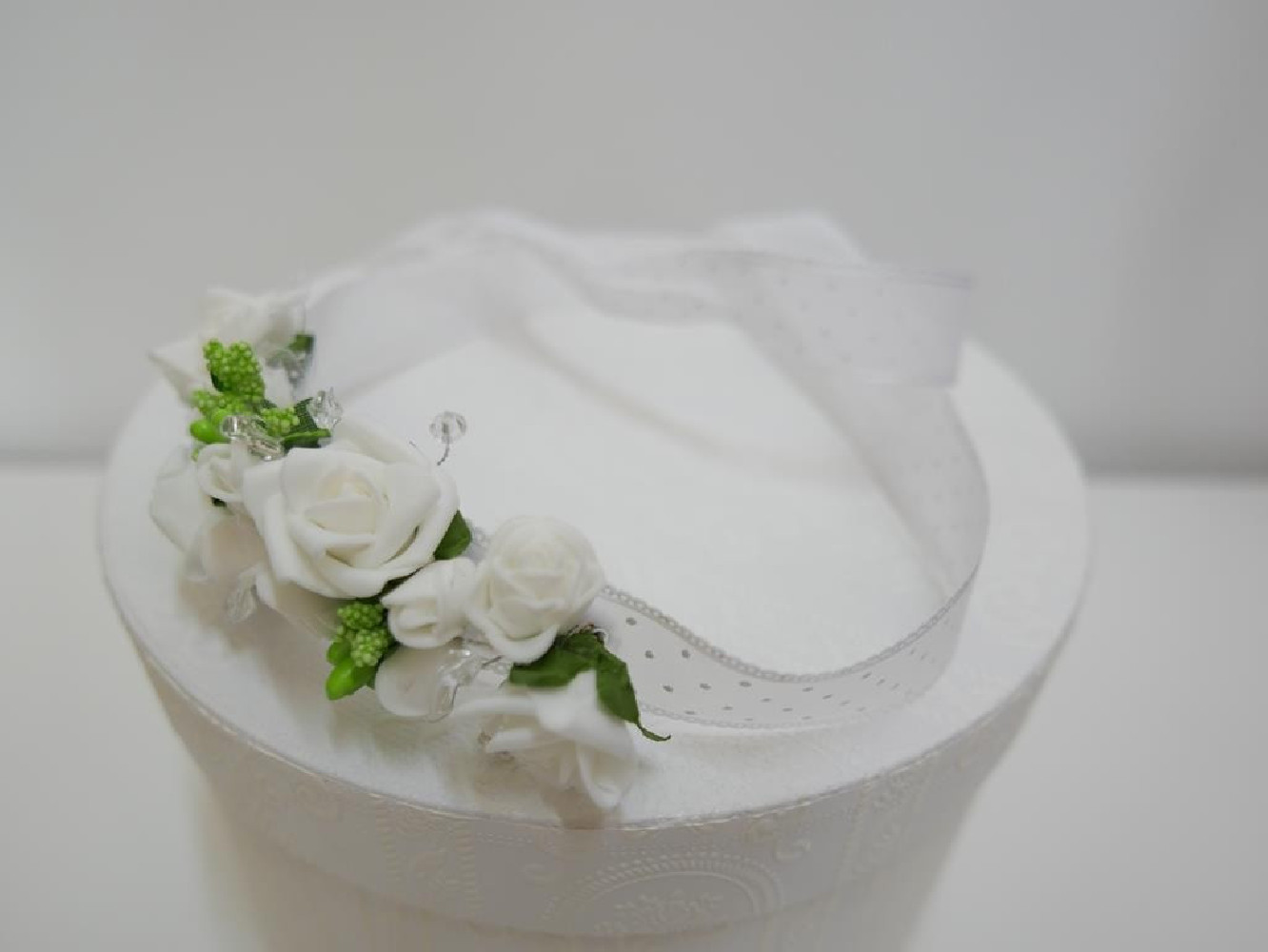 kwiatowy pasek biało zielony