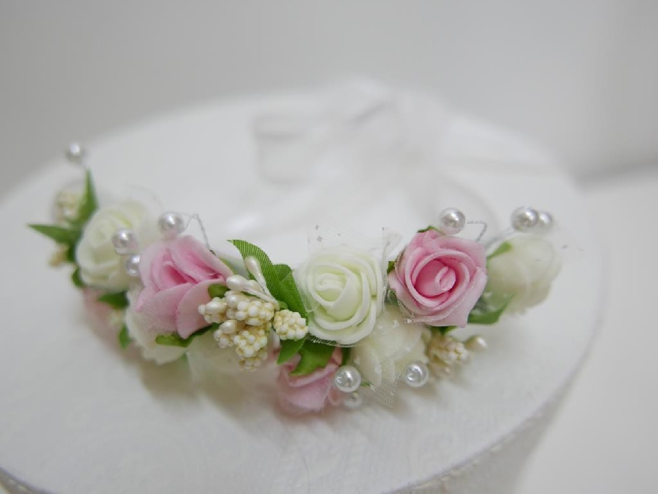 kwiatowy pasek kremowo różowy