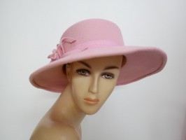 Brigitte różowy kapelusz filcowy z dużym rondem-57-59 cm