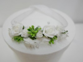 kwiatowy pasek biało zielony