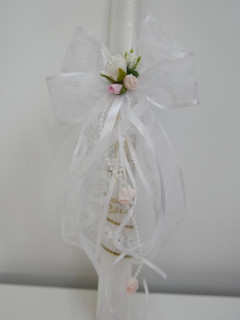 Stroik do świecy  biało różowy