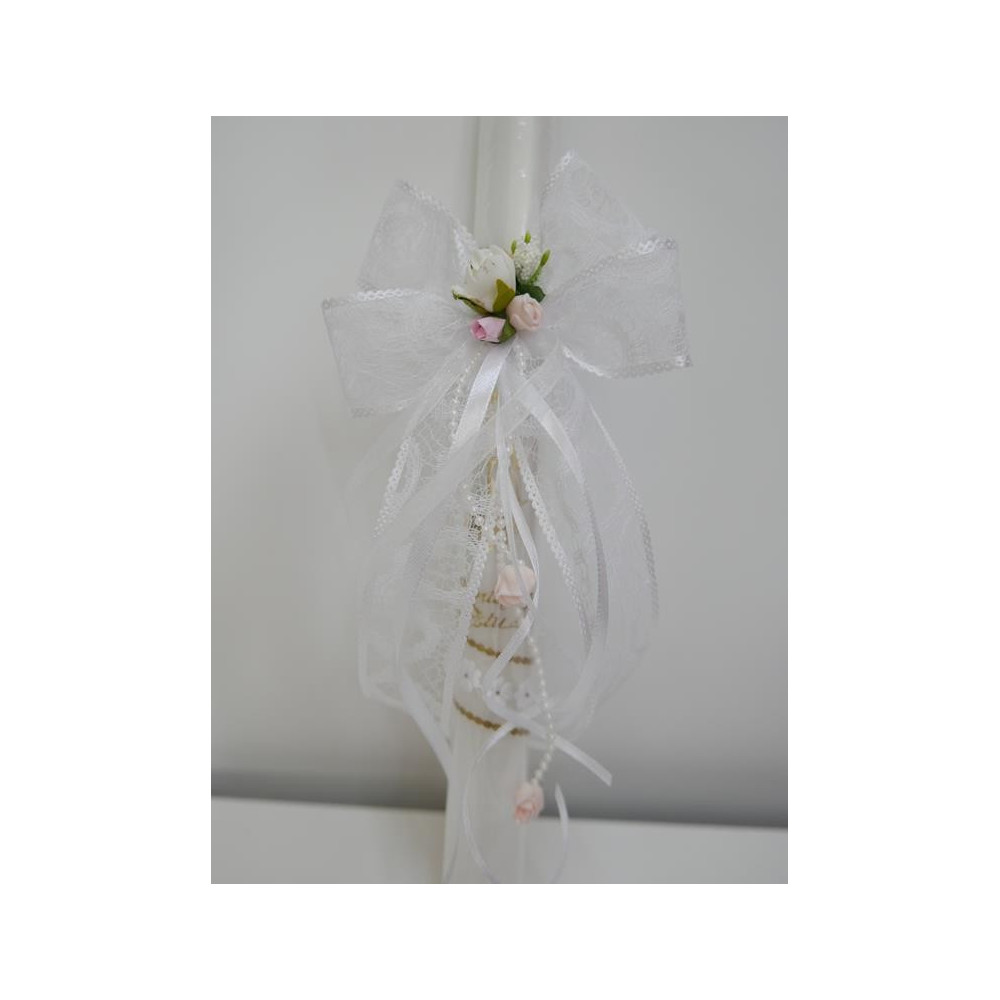 Stroik do świecy  biało różowy
