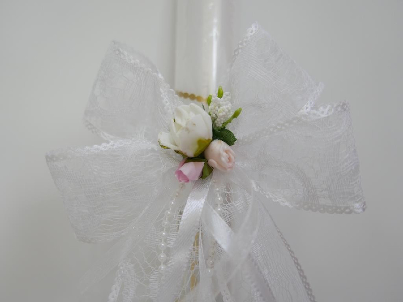 Stroik do świecy  biało różowy