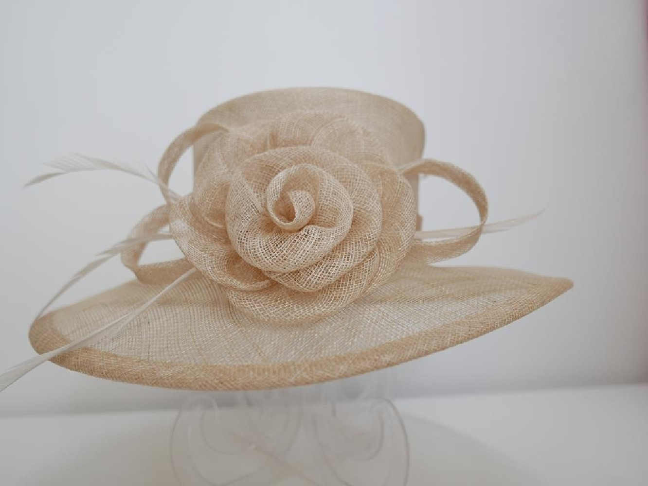 Wizytowy kapelusz sinamay naturalny 56-57 cm